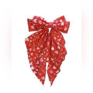 Red Love Print Hair Bow